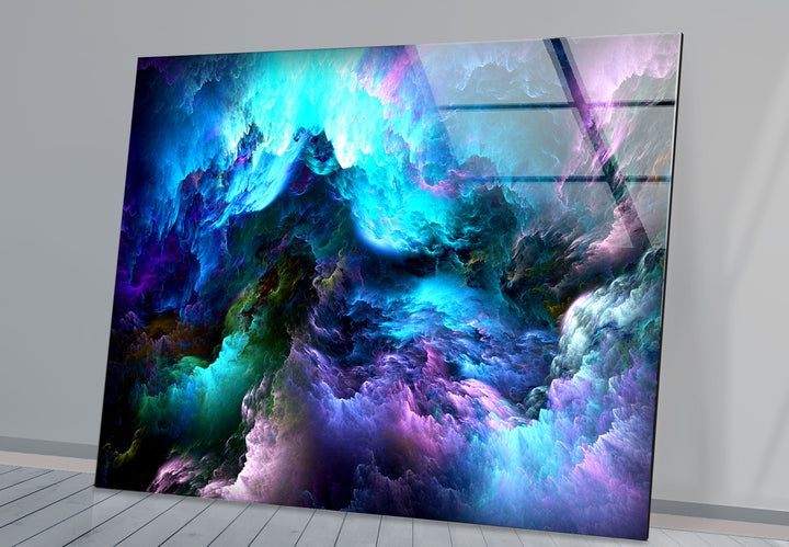 Cosmic Dreamscape Wall Art – Abstract Nebula Cloud Glass Print