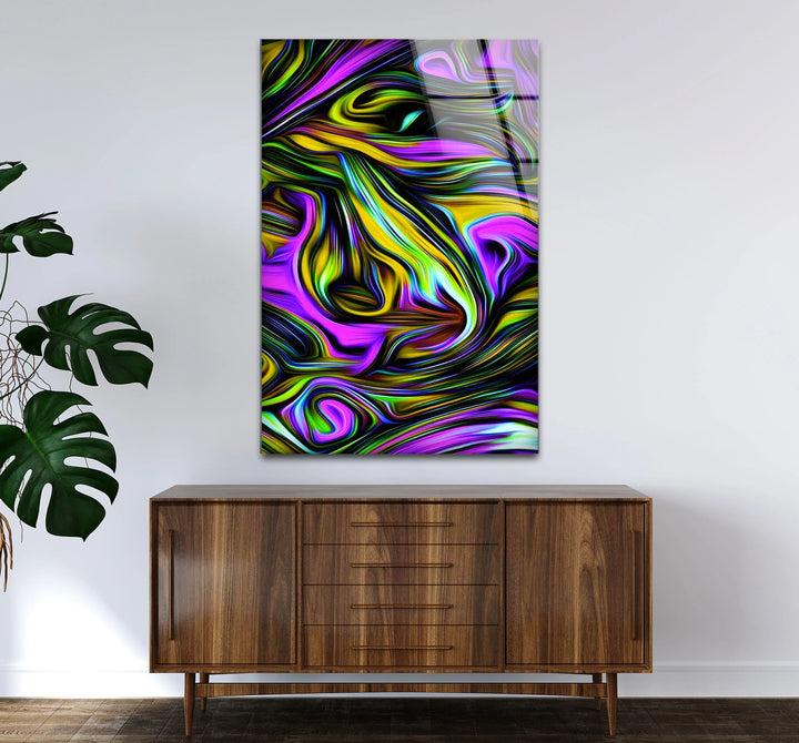 Psychedelic Swirl Glass Wall Art – Vibrant Abstract Pattern for Bold Modern Interiors - MyPhotoStation