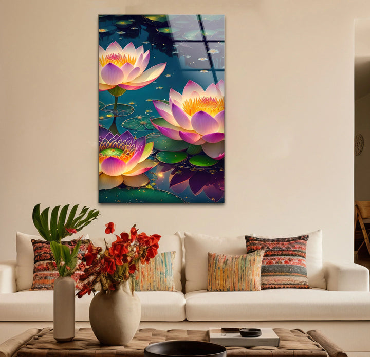 Lotus Flower Wall Art – Serene Water Lily Glass Print, Peaceful Nature Decor for Home & Spa - MyPhotoStation