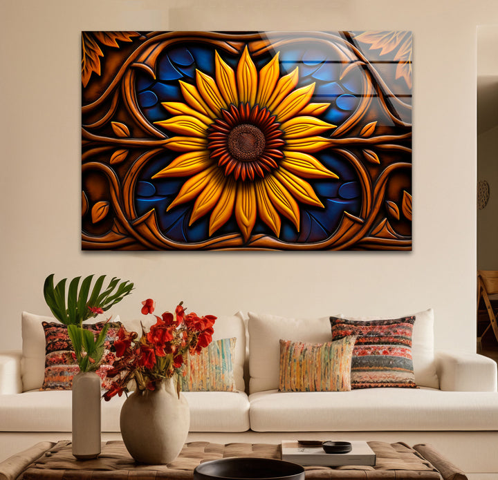 Sunflower Stained Glass Wall Art – Vibrant Floral Decor, Nature-Inspired Design