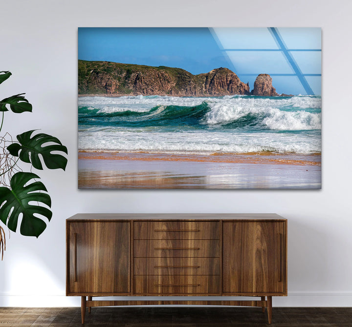 Rocky Coastline Ocean Wave Wall Art – Scenic Beach Glass Print for Nature Lovers - MyPhotoStation