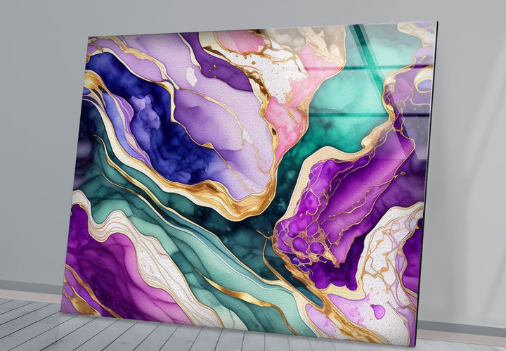 Colorful Geode Marble Wall Art – Abstract Crystal Glass Print for Interiors