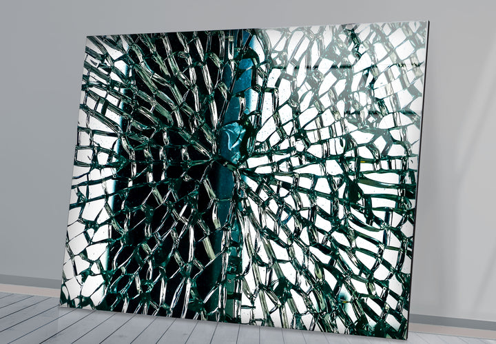 Fractured Glass Pattern Wall Art – Abstract Shattered Effect Glass Print
