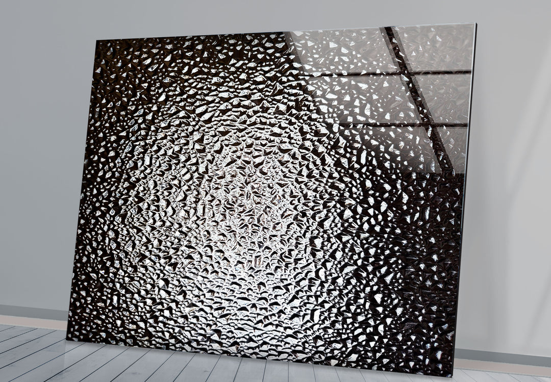 Monochrome Wandkunst aus zerbrochenem Glas – Abstrakter Textur-Glasdruck