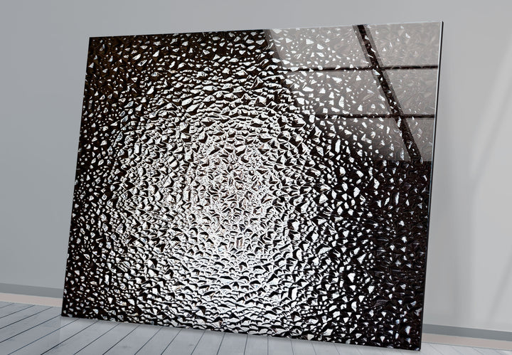 Monochrome Wandkunst aus zerbrochenem Glas – Abstrakter Textur-Glasdruck