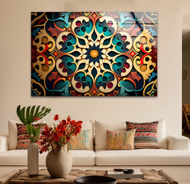 Filigrane Mandala-Wandkunst aus Glas – Luxuriöses geometrisches Design