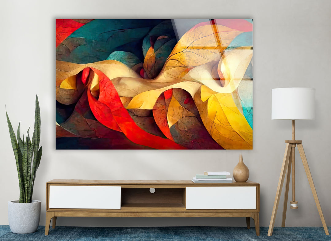 Radiant Flow Wandkunst – Farbenfroher abstrakter Glasdruck 