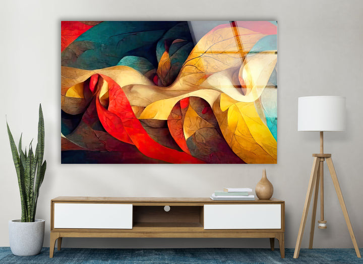 Radiant Flow Wandkunst – Farbenfroher abstrakter Glasdruck 
