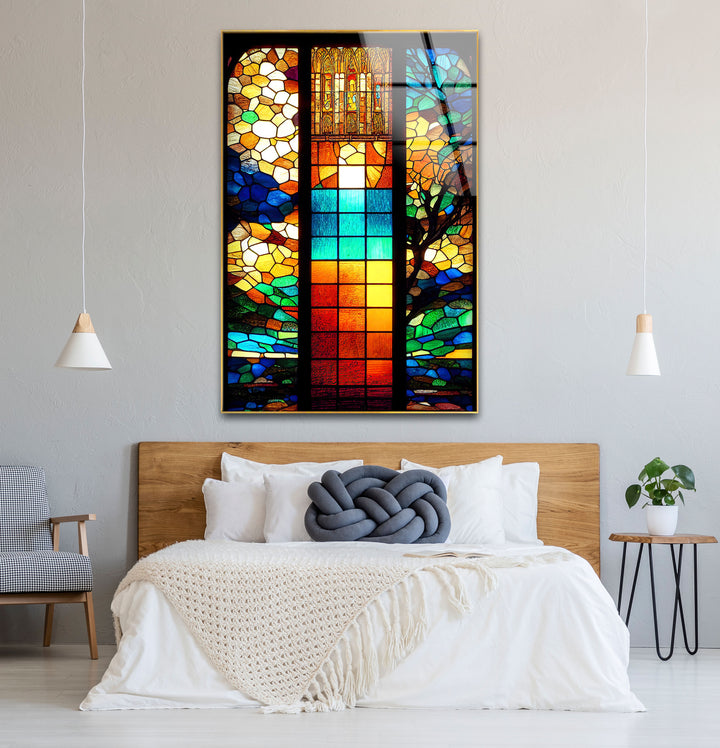 Buntglasfensterkunst – Lebendiges, von Kathedralen inspiriertes Design