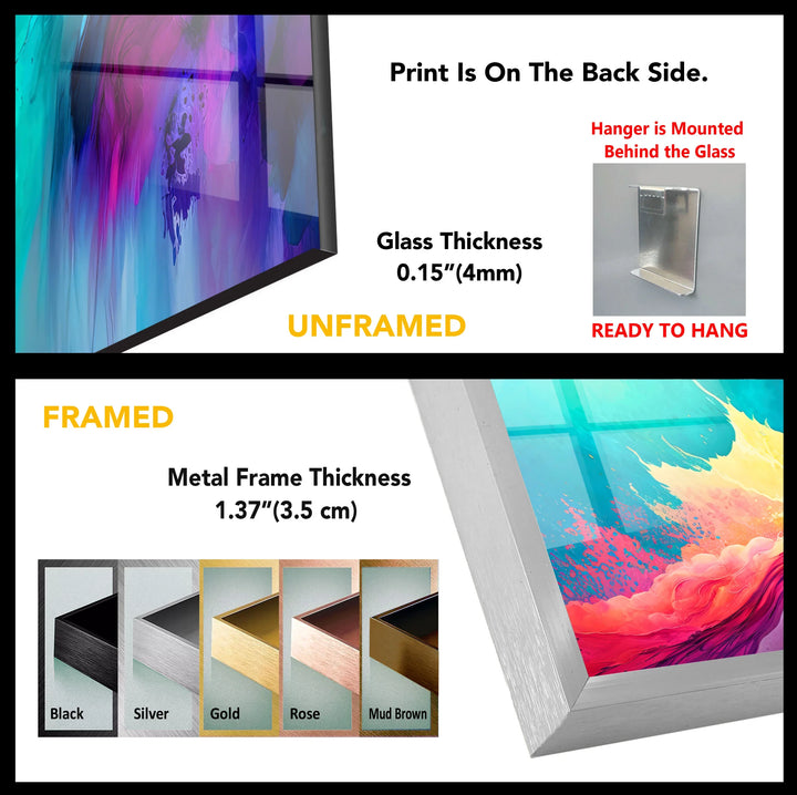 Explosive Color Abstract Glass Wall Art – Vibrant Turquoise & Yellow Energy - MyPhotoStation