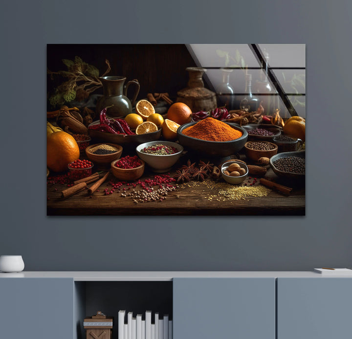 Rustic Spice Kitchen Wall Art – Culinary Herb and Spice Print on Glass - MyPhotoStation