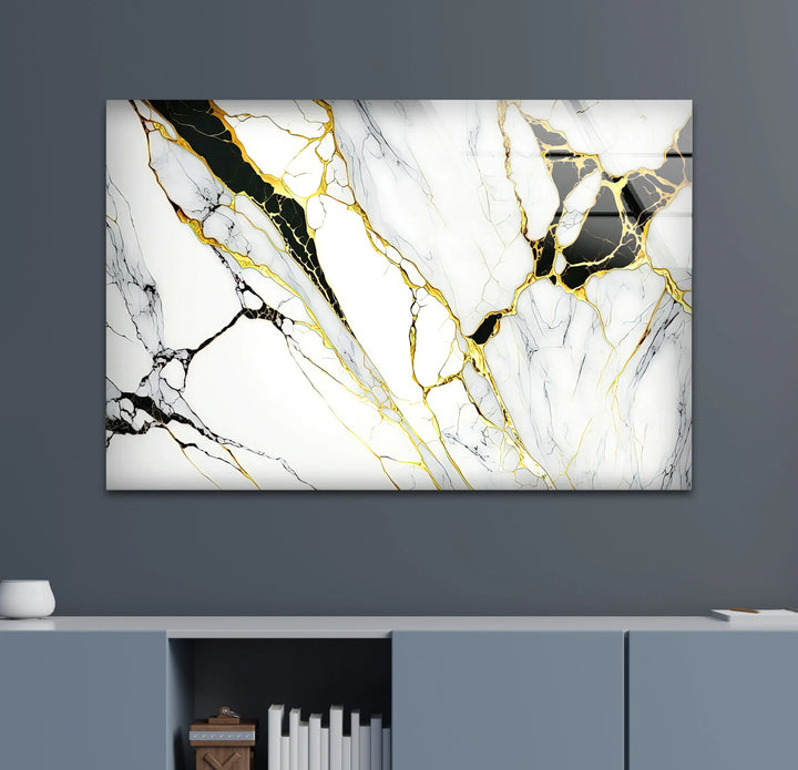 Black and Gold Marble Wall Art – Luxury Abstract Glass Print for Modern Interiors - MyPhotoStation