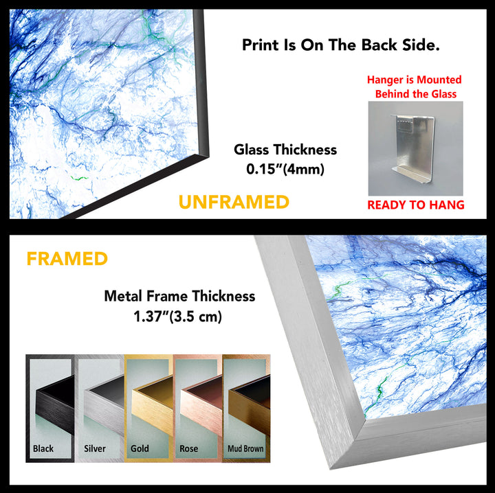 Electric Blue Vein Wall Art – Abstract Lightning-Inspired Glass Print