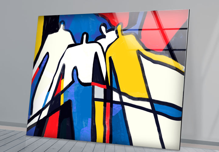 Bold Abstract Figures Wall Art – Colorful Modern People Silhouette Print