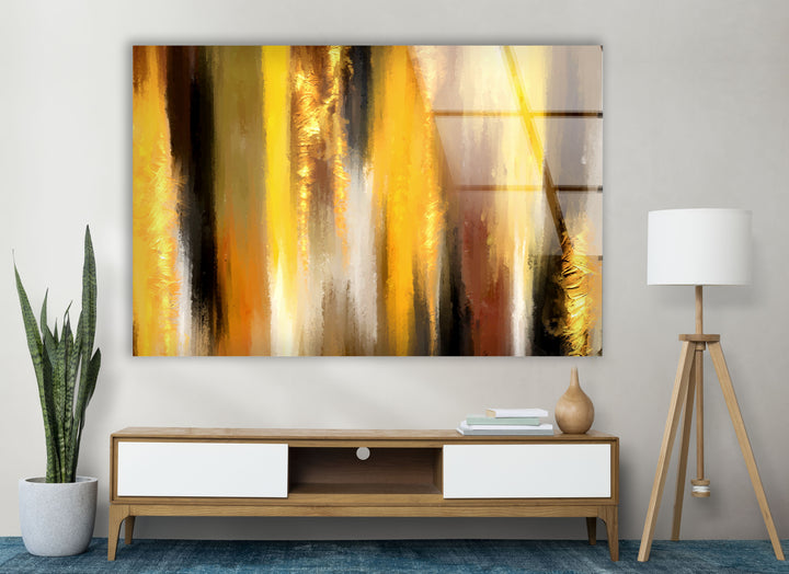 Golden Glow Wall Art – Abstract Yellow & Amber Glass Print