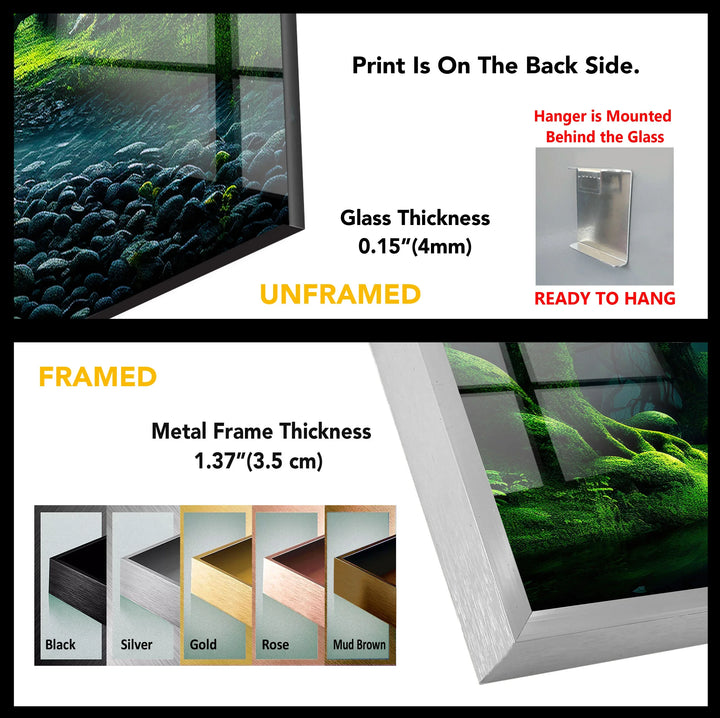 Mystical Enchanted Forest Stream Wall Art – Lush Green Nature Glass Print - MyPhotoStation