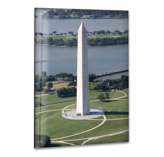 City Prints featuring the Washington Monument and city landmark a glass wall art with a majestic view plus iconic DC decor