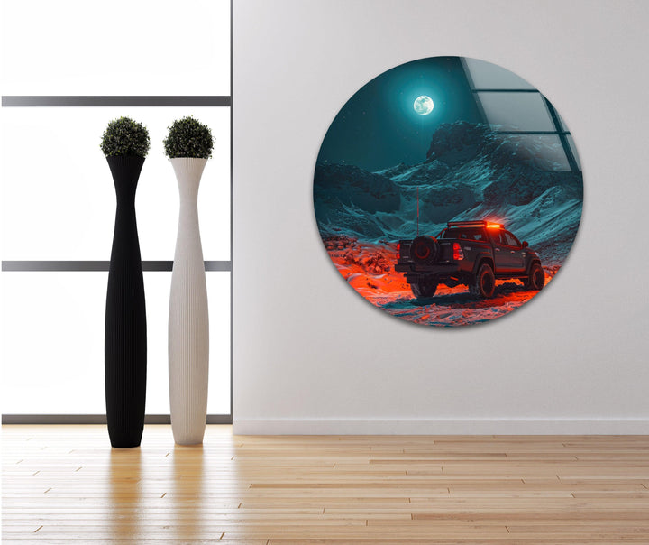 Perfect for adventure lovers, this off-road glass art brings energy to any space.
