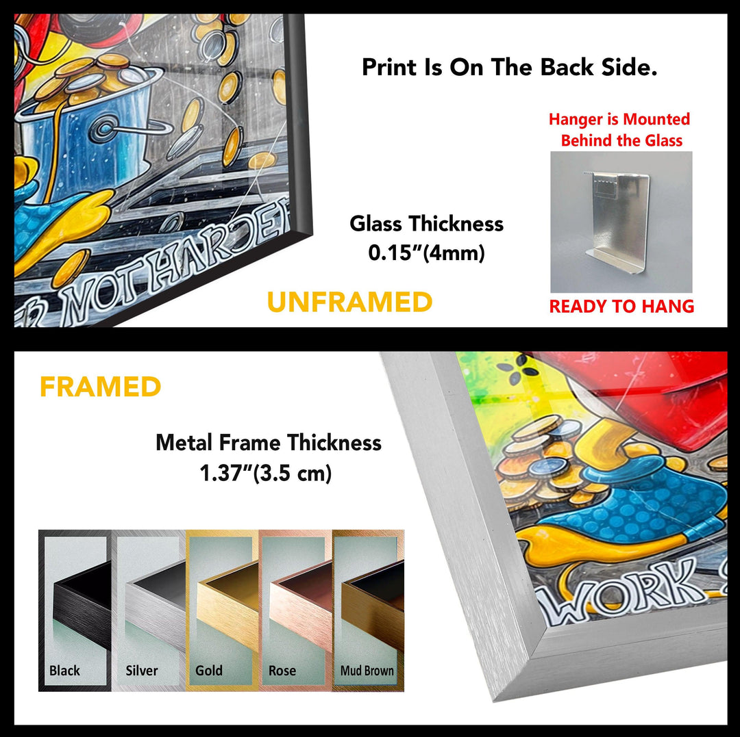 Work Smarter not Harder Glass Wall Art