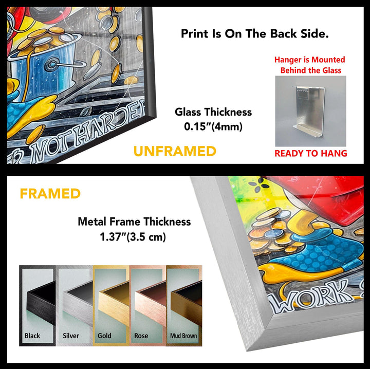 Work Smarter not Harder Glass Wall Art