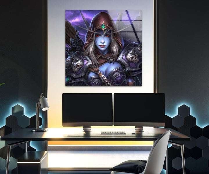 World of Warcraft Sylvanas Windläufer – Wandbild aus Glas