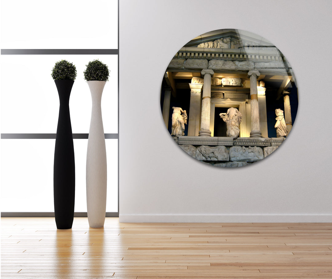 Glaswandkunst „Tempel der Athene“ – Majestätischer Blick auf ein antikes griechisches Wahrzeichen bei Nacht