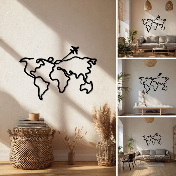 Airplane world map wall art