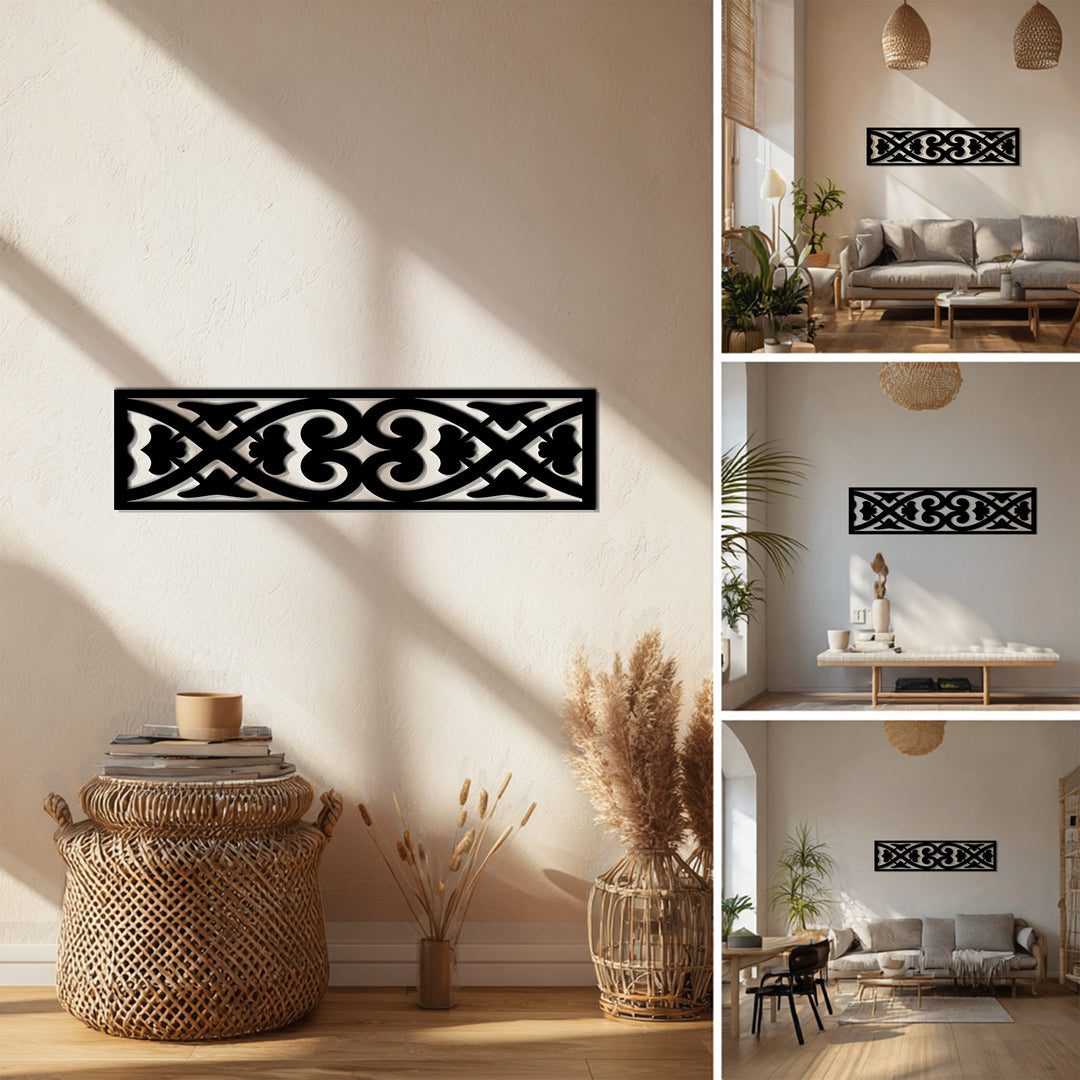Elegant black metal wall panel for living room or hallway décor