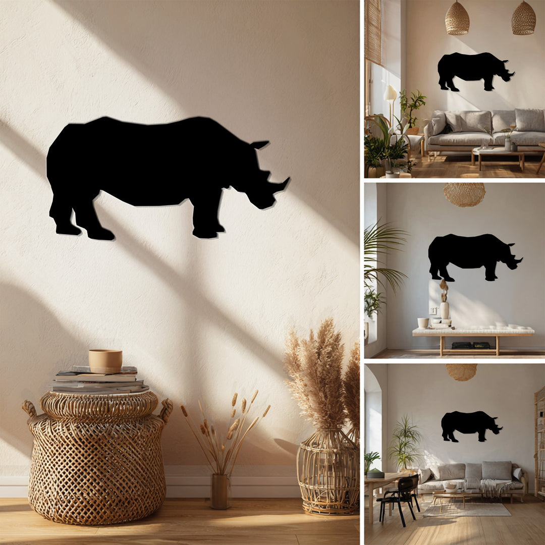 Rhino Silhouette – Wildlife Inspired Metal Wall Art