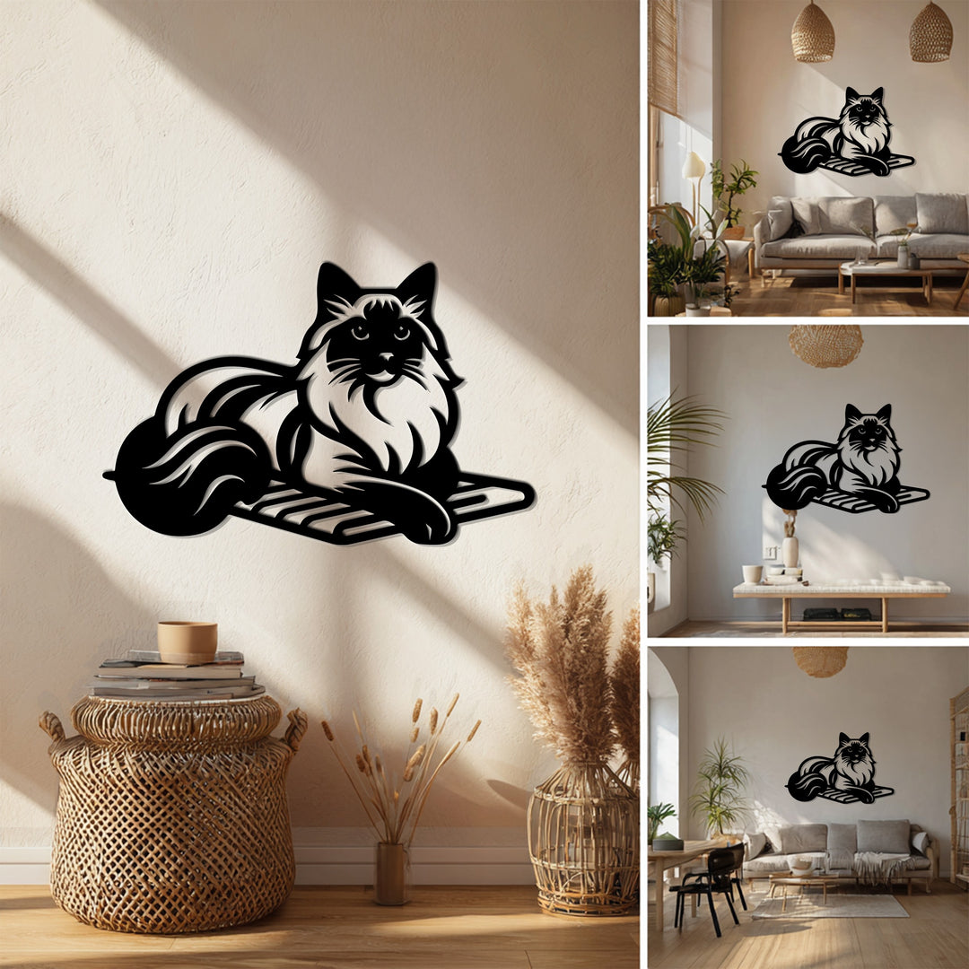 Minimalist feline metal decor