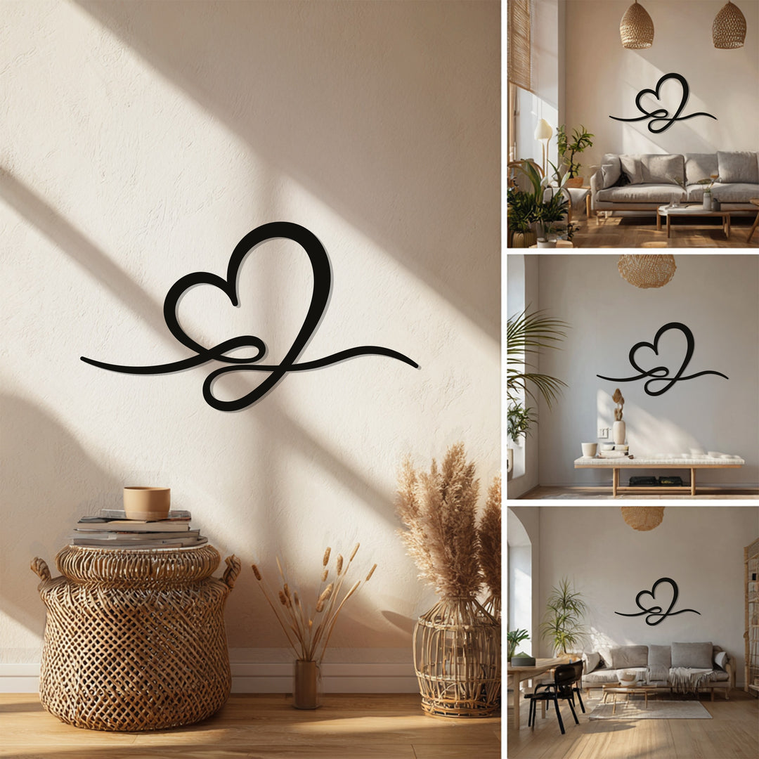 Heart Line – Minimalist Love Metal Wall Art
