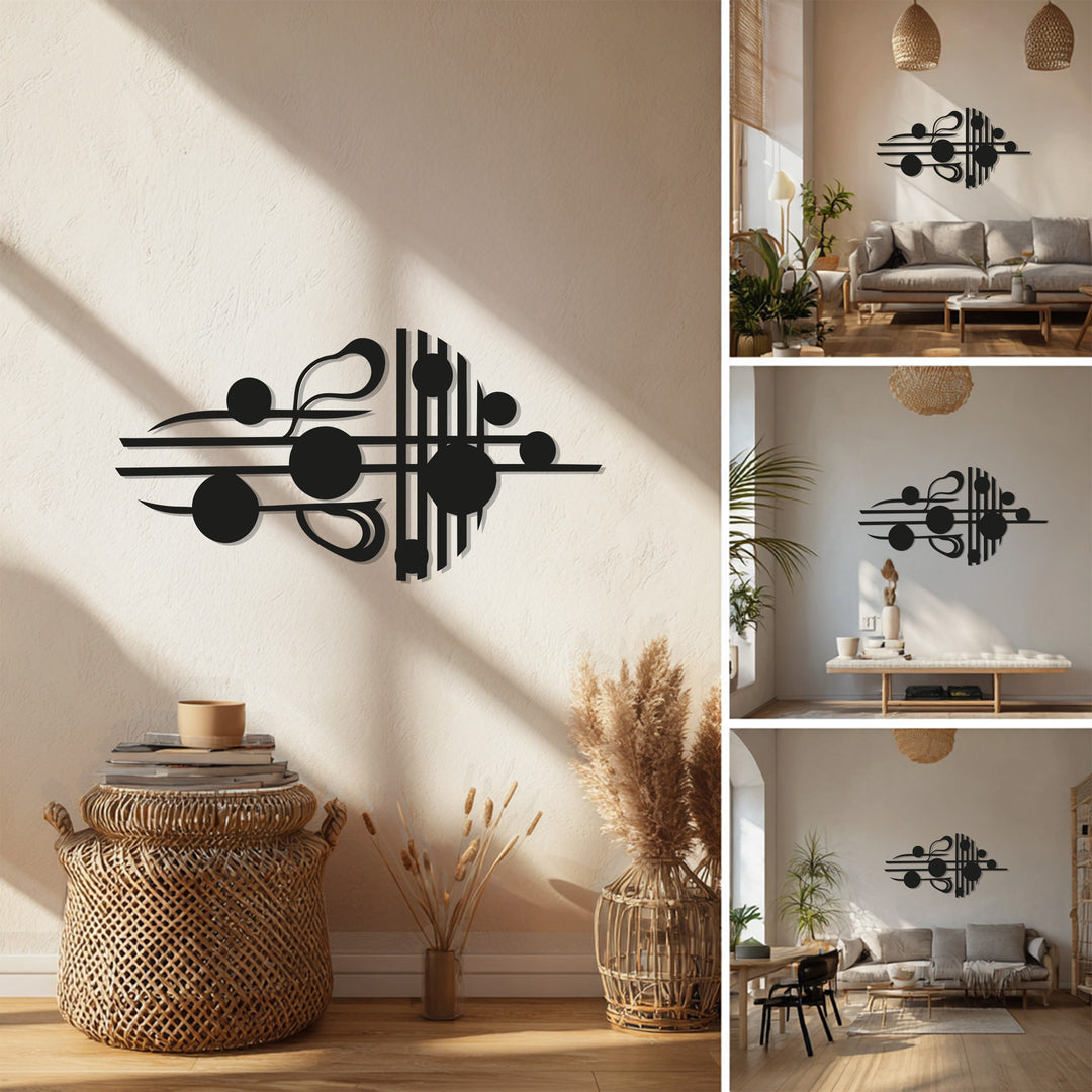 Musical Notes Metal Wall Art – Modern Black Music Decor