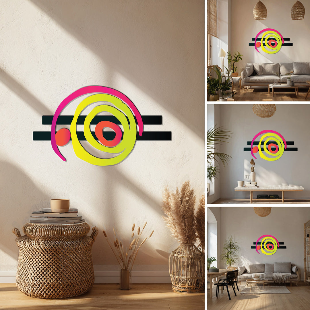 Neon Spiral Metal Wall Art – Modern Abstract Colorful Design