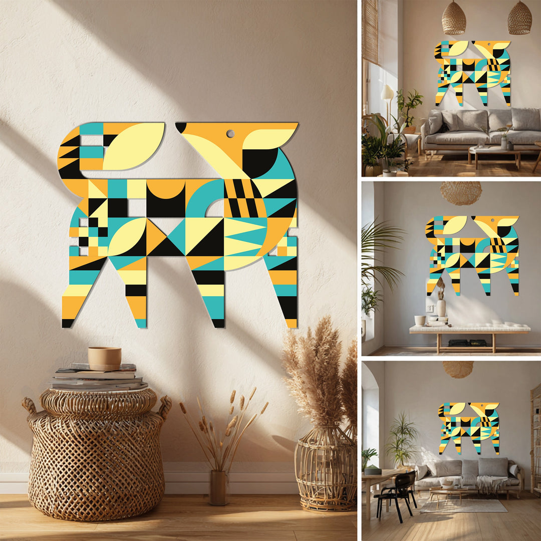 Geometric Fox Metal Wall Art – Colorful Modern Animal Home Decor
