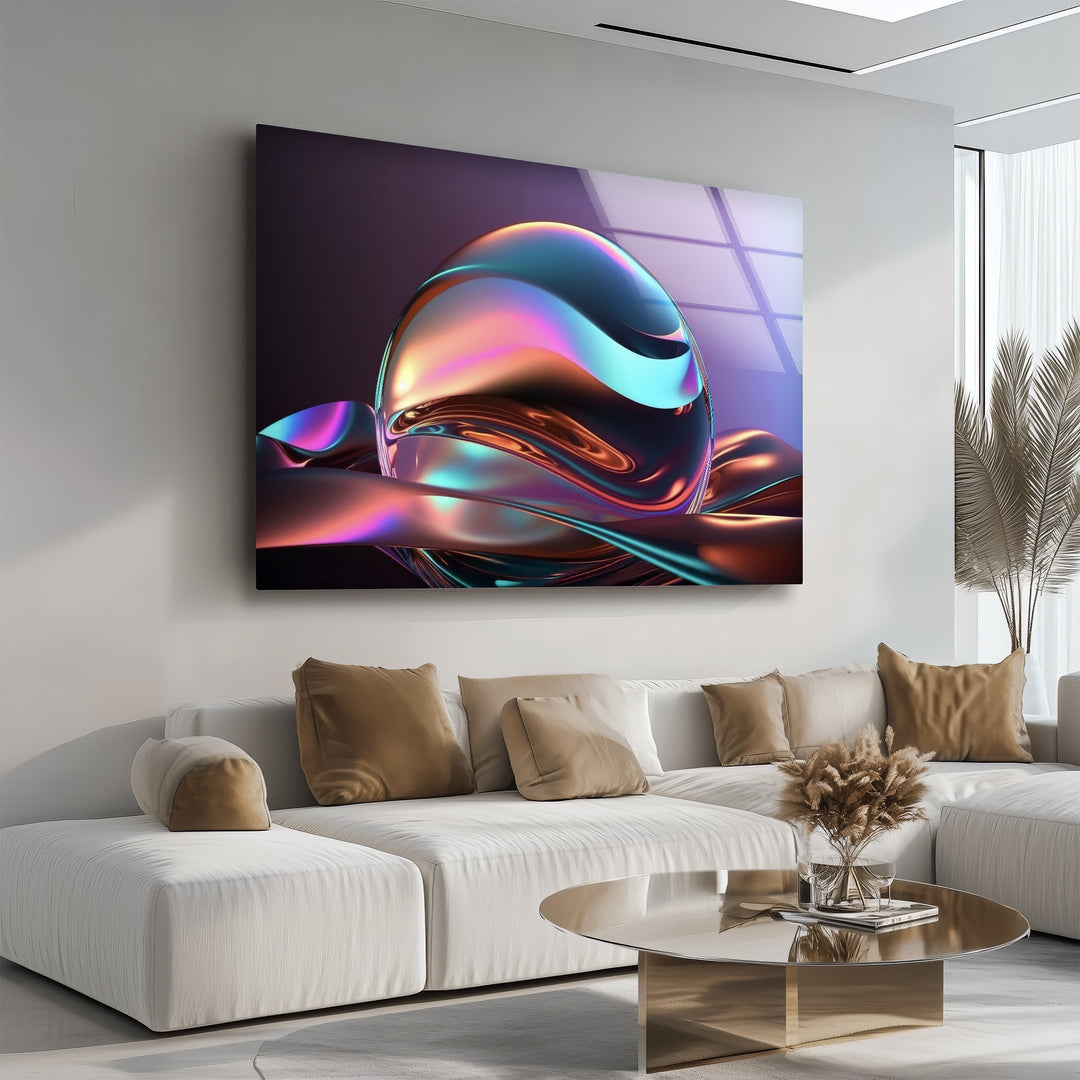 Spectrum Orb Reflection – Iridescent Sphere Glass Wall Art