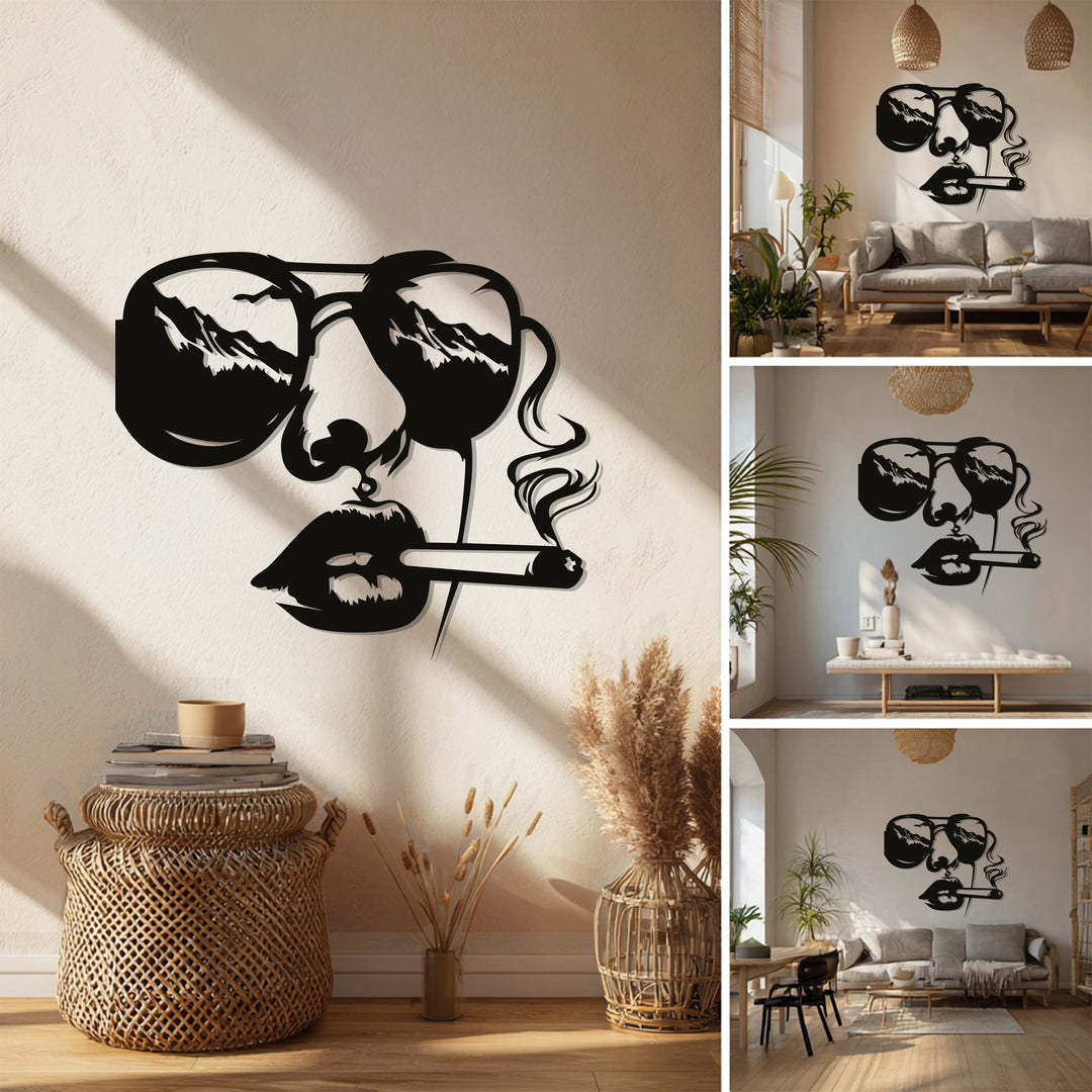 Smoky Reflections – Modern Abstract Face Metal Wall Art