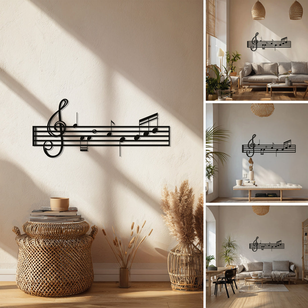 Musical Staff Notes – Classic Metal Wall Art