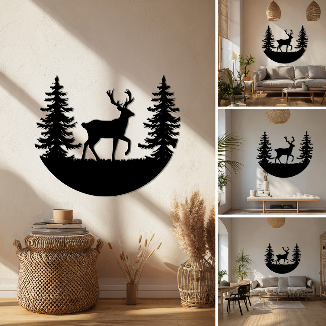 Deer Forest Metal Wall Art – Nature Wildlife Home Decor