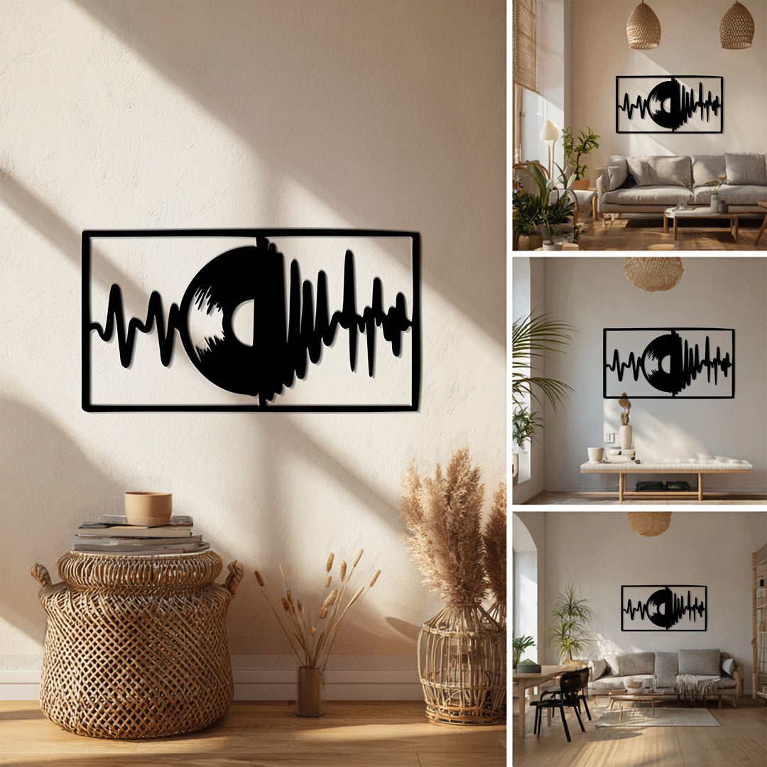 Vinyl Soundwave Metal Wall Art – Modern Music-Inspired Home Decor