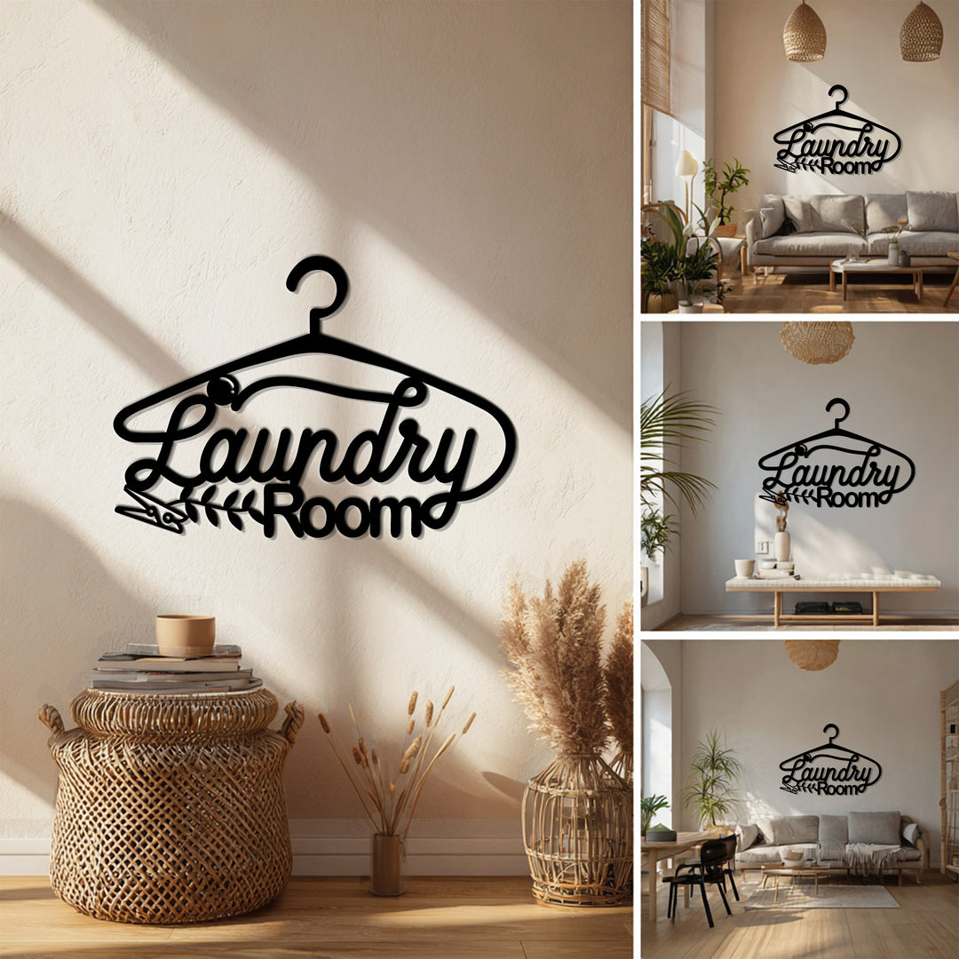 Laundry Room Metal Wall Art – Red Hanger Design