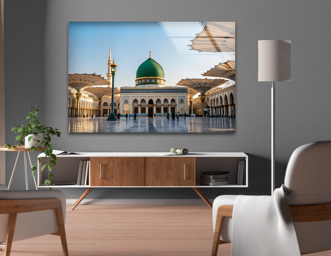 Madinah mosque artwork printed on tempered glass