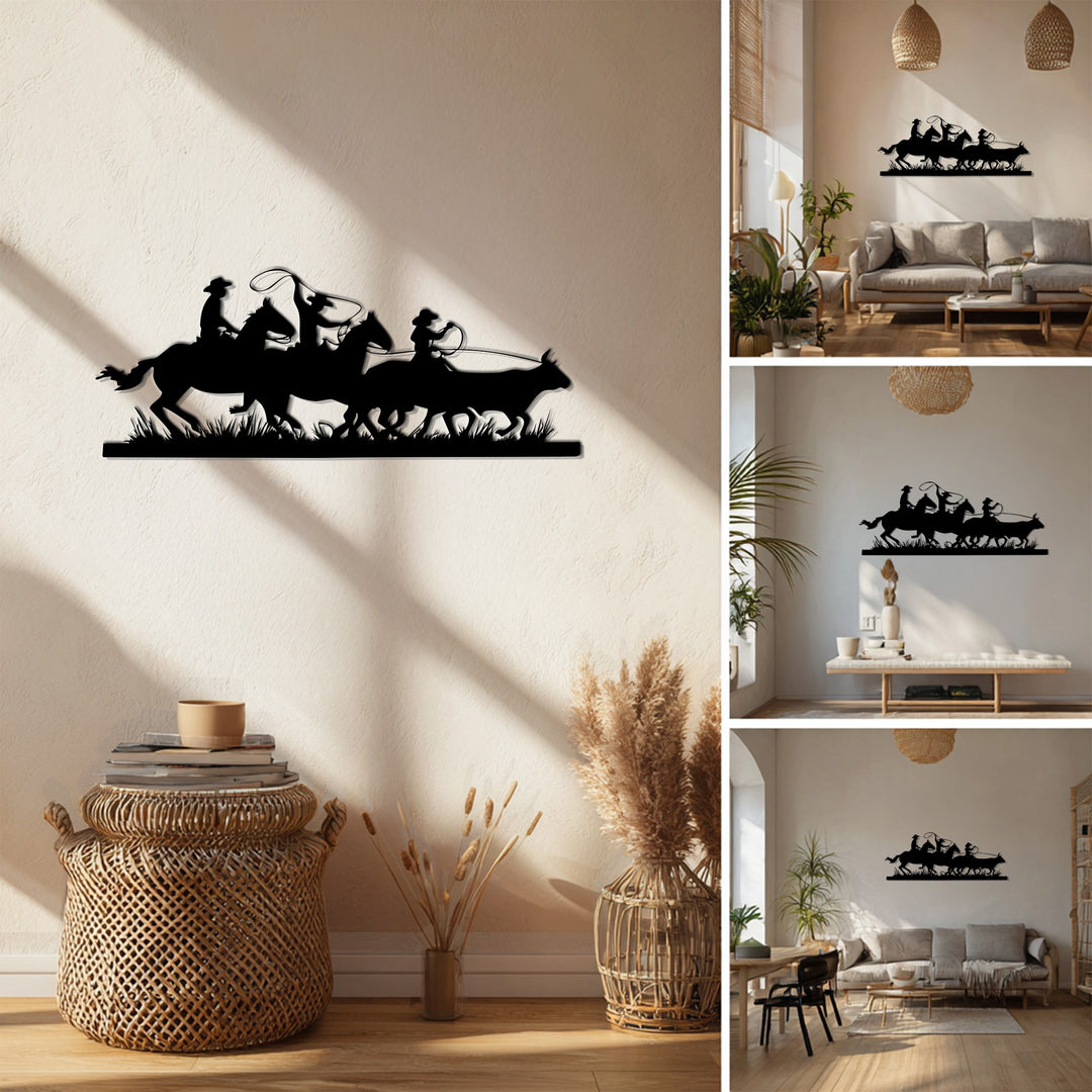 Western Cowboy Silhouette – Horse & Rodeo Metal Wall Art