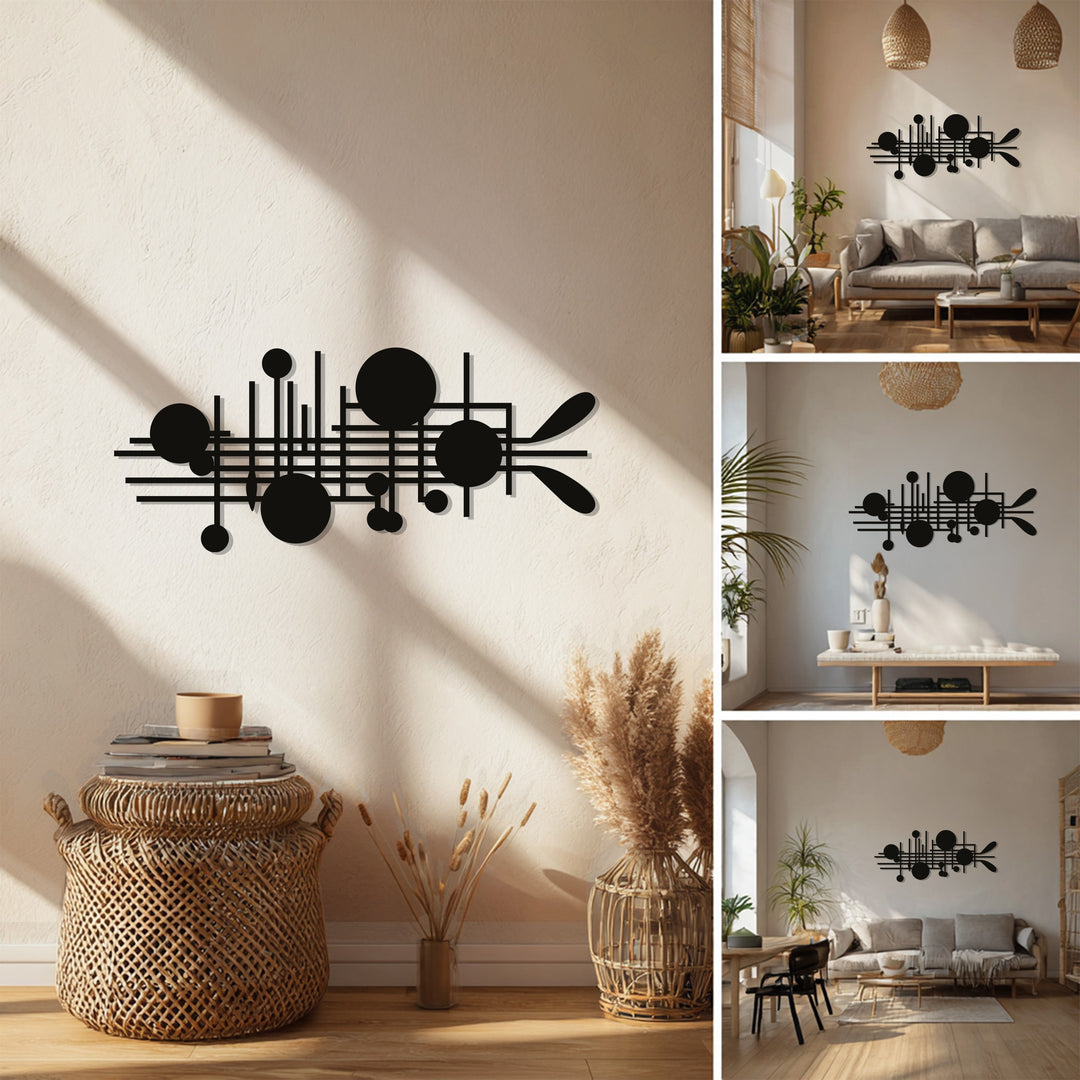 Abstract Circles & Lines Metal Wall Art – Modern Geometric Sculpture