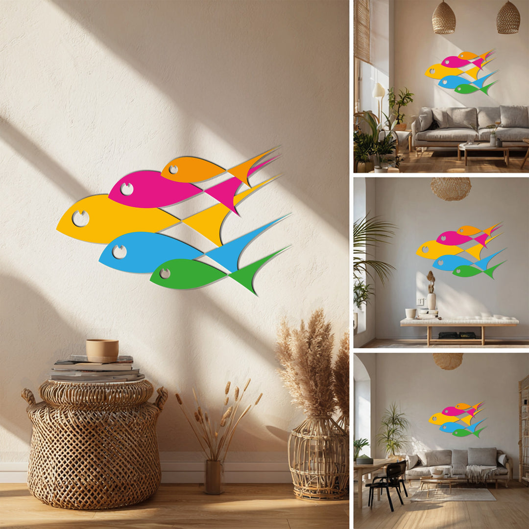 Vibrant fish artwork for living room wall
