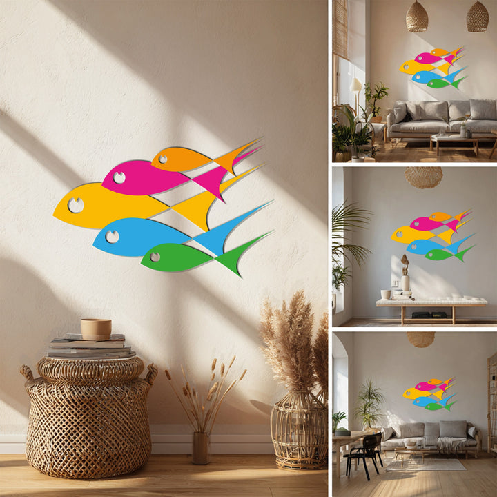 Vibrant fish artwork for living room wall