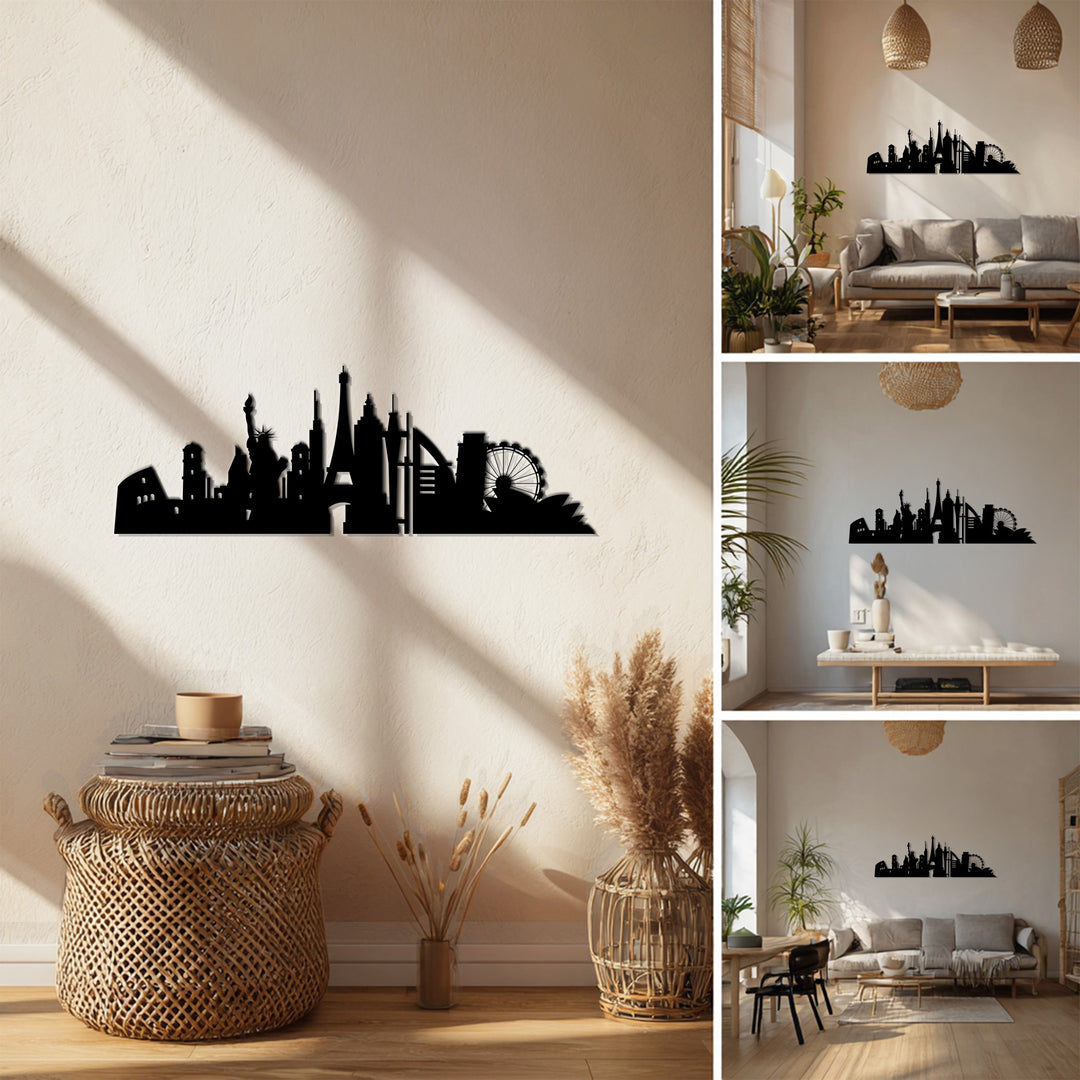 City skyline metal wall art