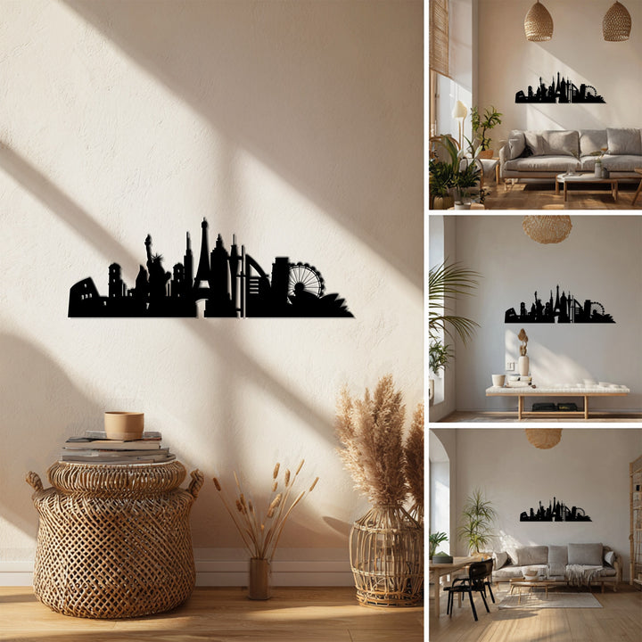 City skyline metal wall art