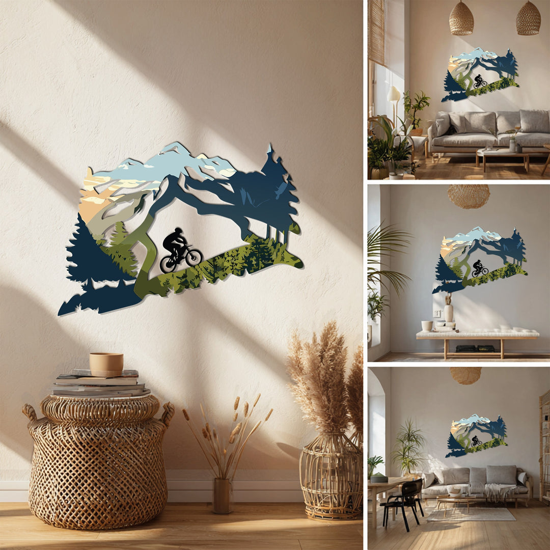 Mountain Biker Metal Wall Art – Adventure Landscape Design