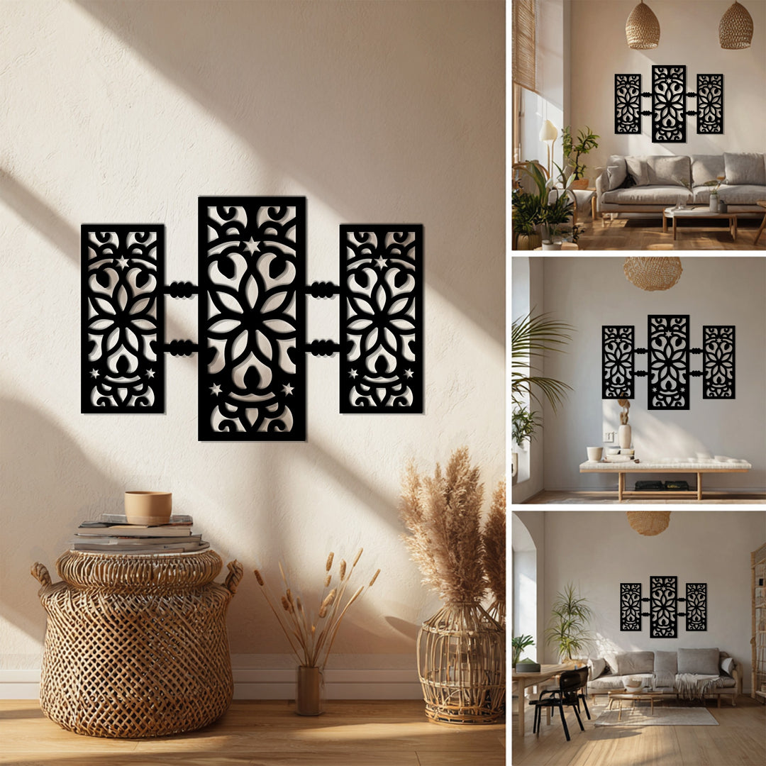 بتلة مضيئة – تصميم هندسي زهري حديث فن جداري معدني