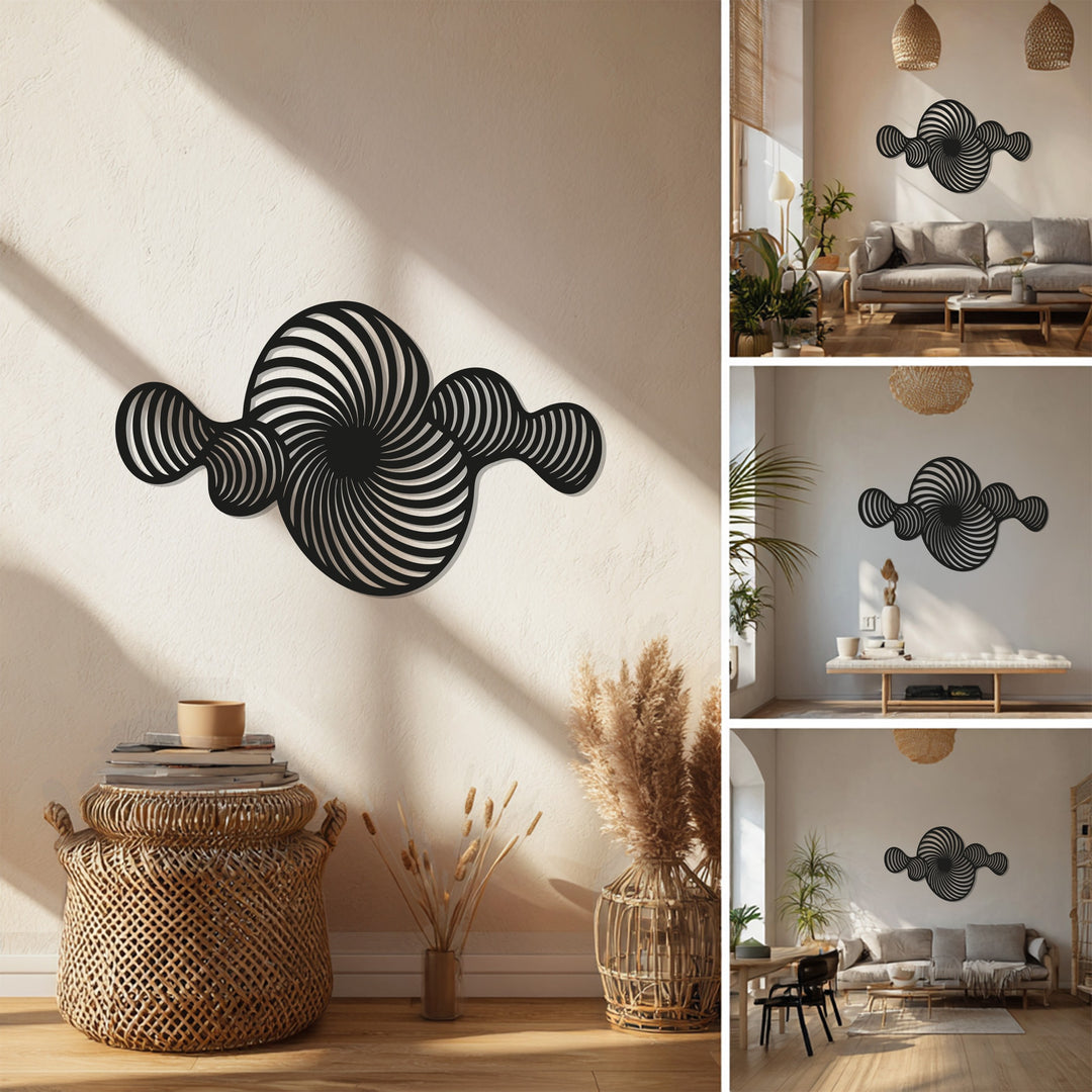 Abstract Spiral Metal Wall Art – Modern Black Geometric Decor